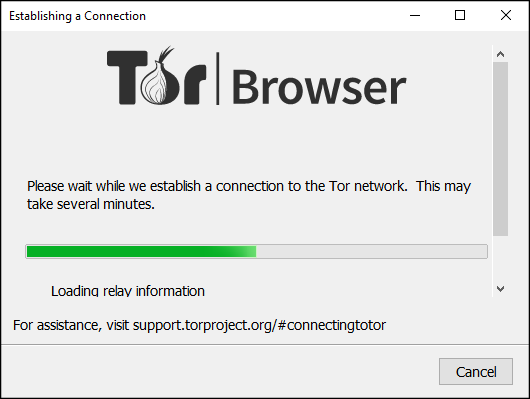 Tor Browser connecting Tor network.png