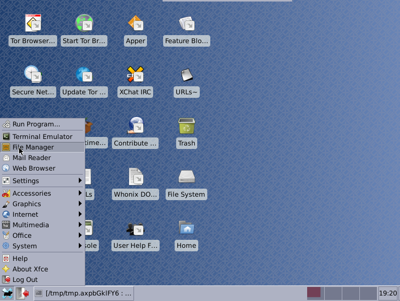 Xfce Whonix Start Menu