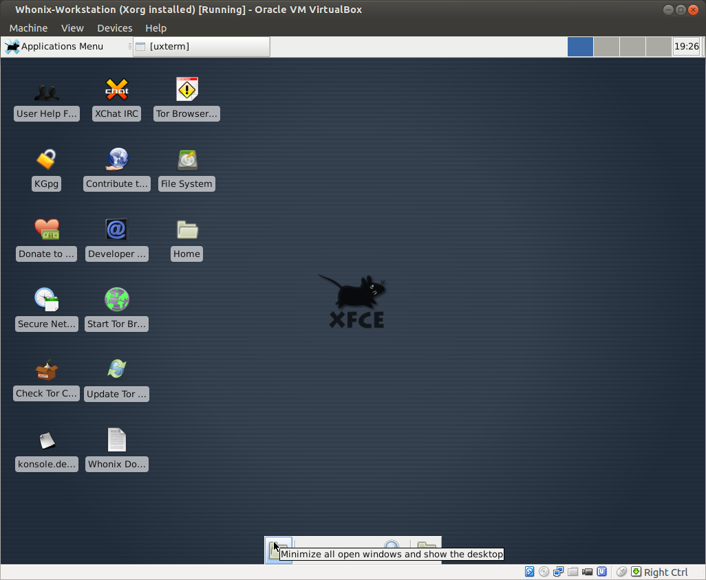 XFCE Whonix ™ Desktop Black Background