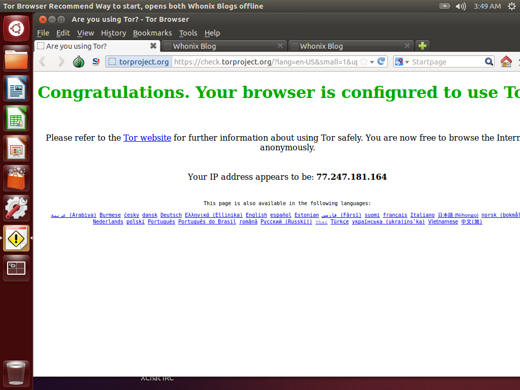 Whonix ™ Tor Browser Ubuntu Screenshot