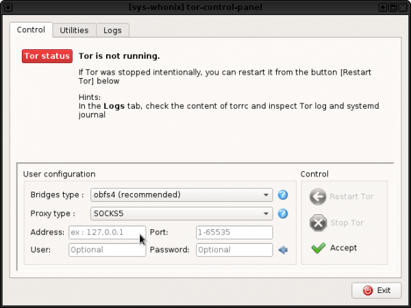 Tor Control Panel
