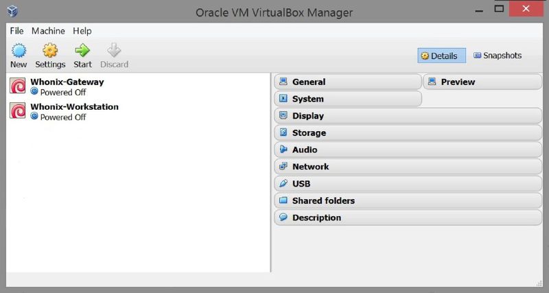 File:VirtualBox main window after importing Whonix.jpg