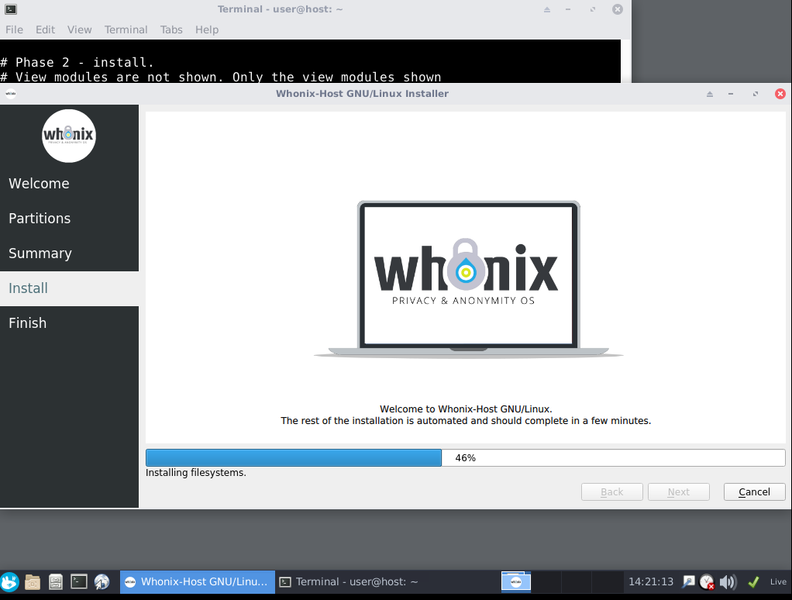 File:Whonix-Host Calamares Installer - Installation in Progress.png